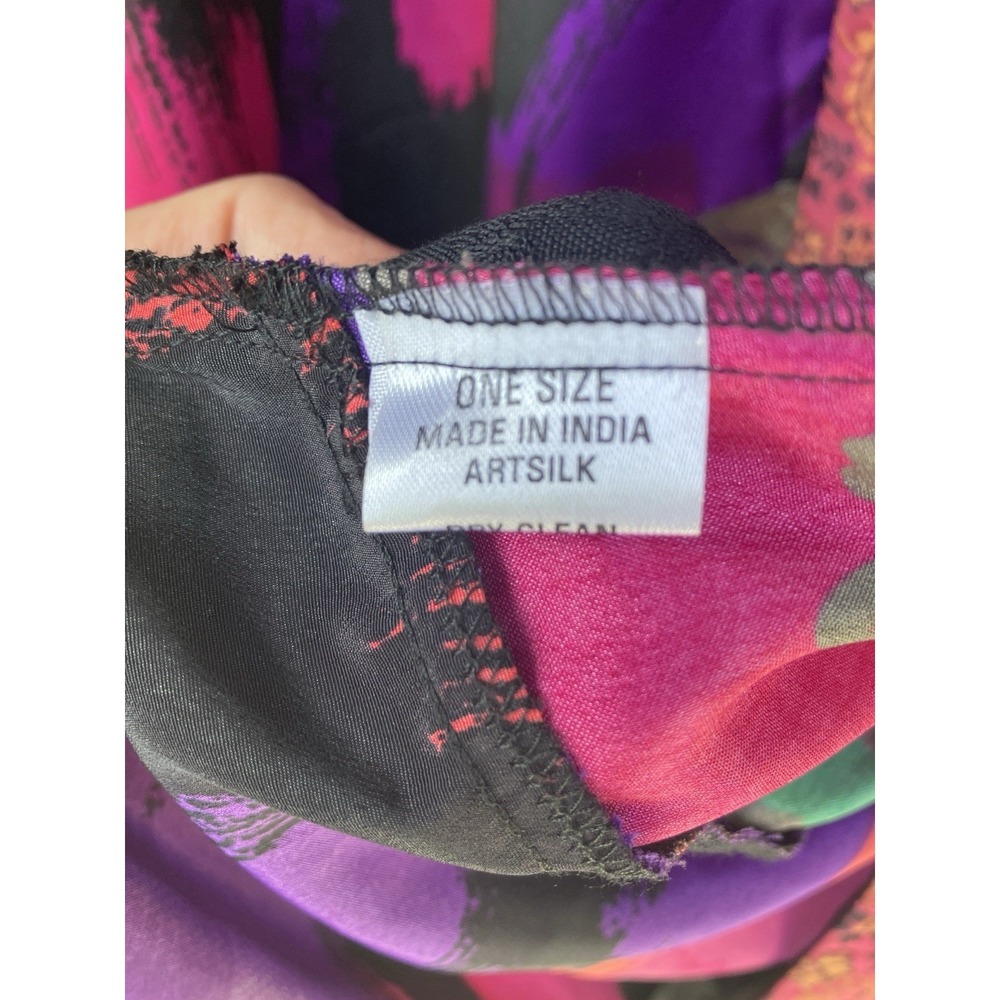 VTG Sterling Styles Patchwork Kimono Jacket Art Silk Cherub Floral Boho One Size - Picture 7 of 8